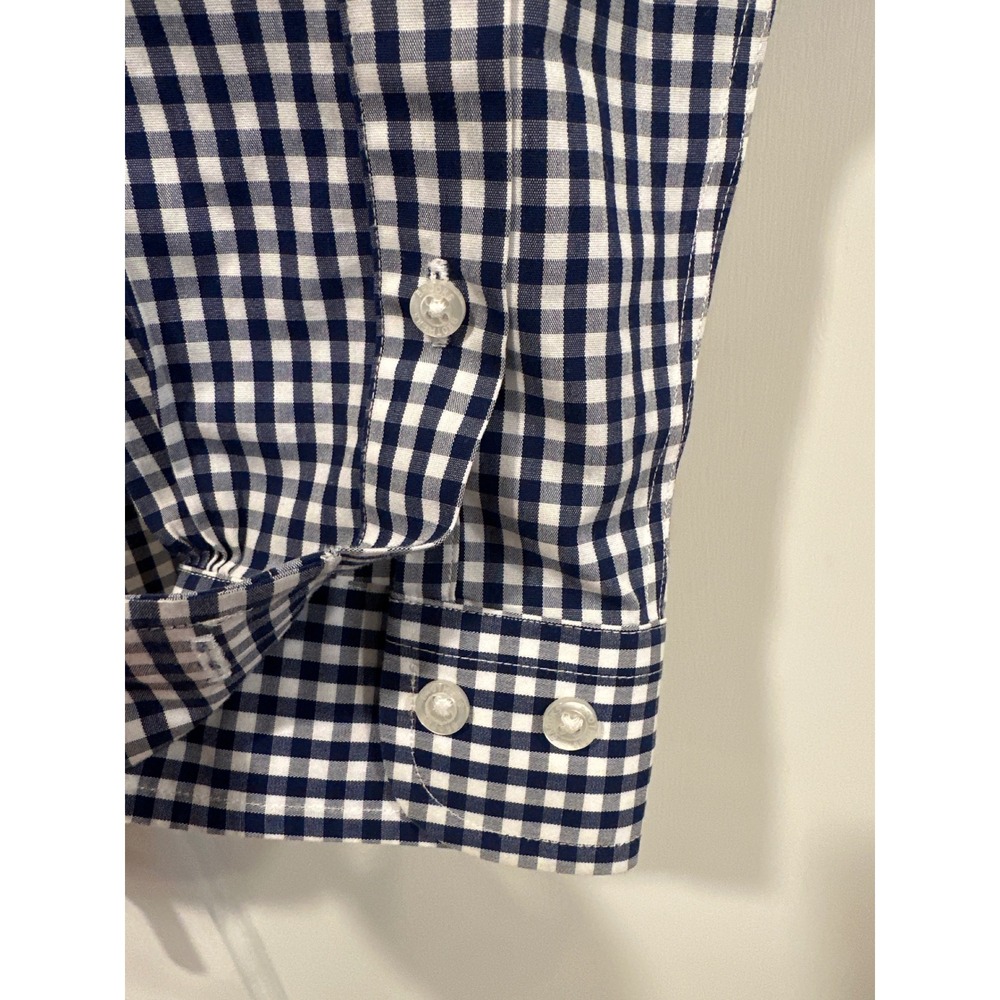 Brooks Brothers Fleece Navy White Gingham preppy Cotton Button Down Shirt L - Picture 8 of 8